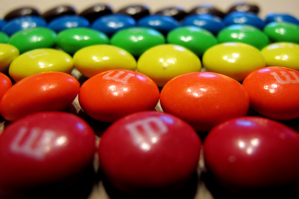 M&Ms sorted by color