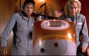 Ben Still and Owen Wilson stare at a computer from the movie Zoolander