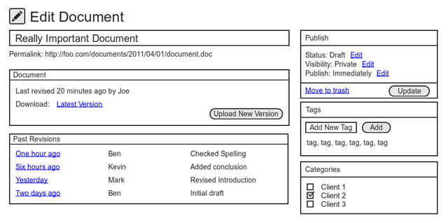 Wireframe of the proposed application