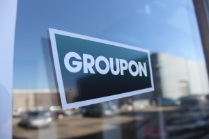 Groupon logo on an office door