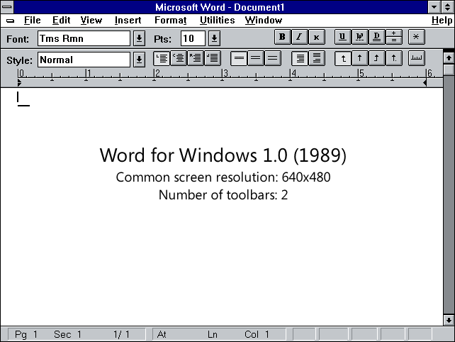 Screenshot of Microsoft Word 1.0